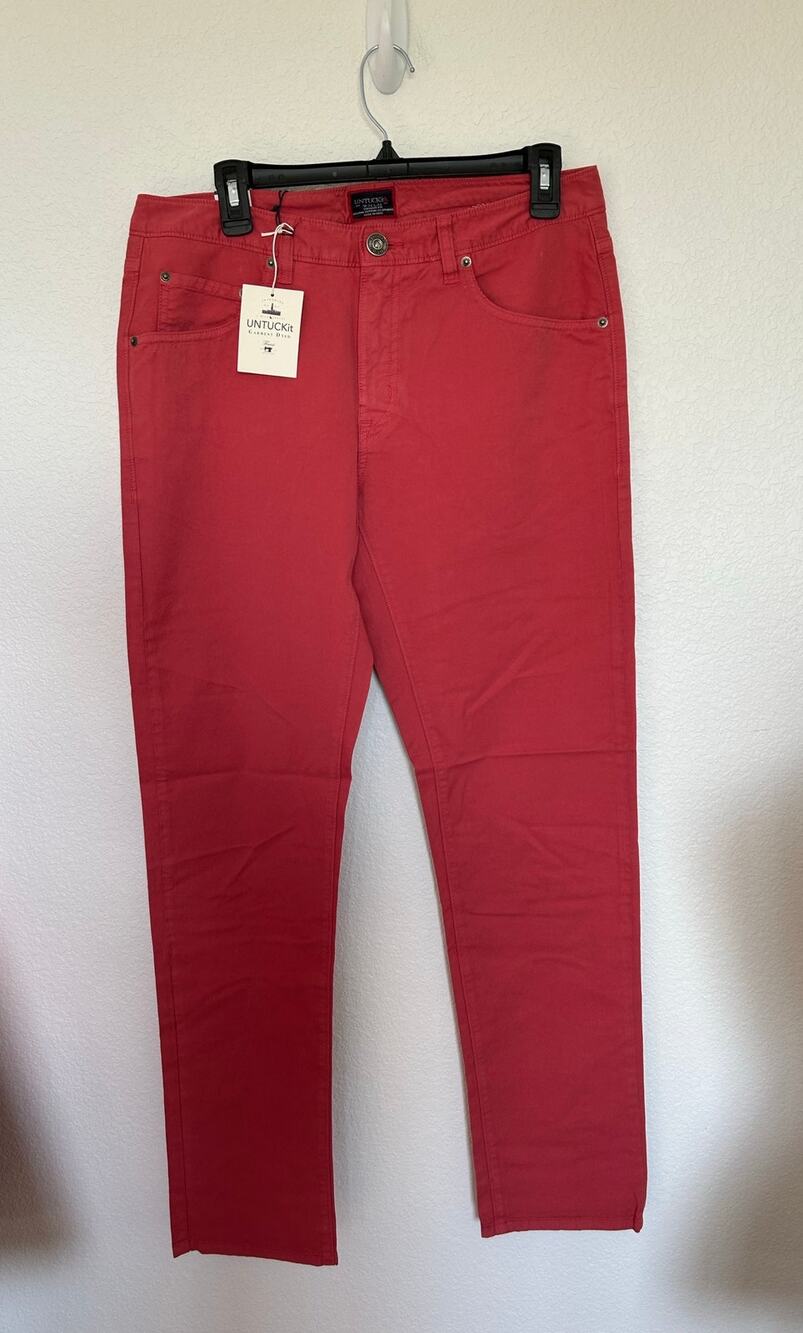 Untuckit Men's El Circo Red Straight Leg Pants 32x32
